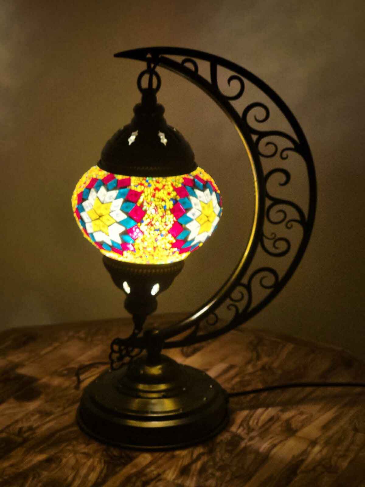 maramou-001-003-004 Mosaiklampe Bogen L Glas handgefertigtes Gelb bunt - Orientalisch Mund Laterne