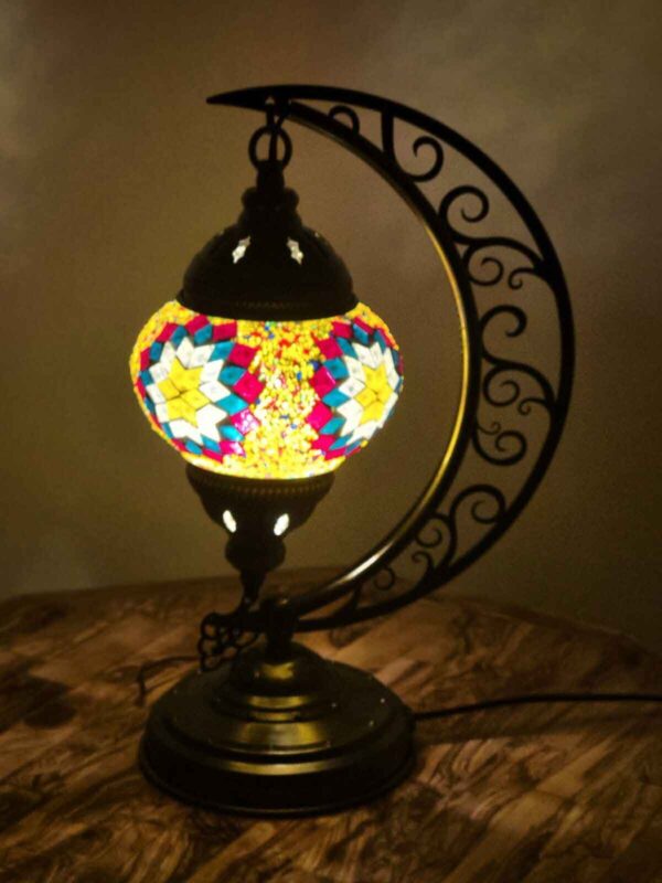maramou-001-003-005 Mosaiklampe Bogen L Glas handgefertigtes Gelb bunt - Orientalisch Mund Laterne