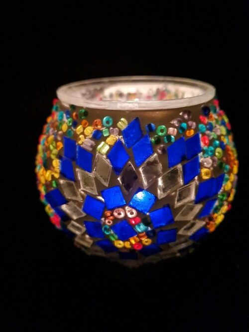 Teelichtglas Mosaik Teelicht Windlicht Kerzen Halter Mosaikglas Kugel bunt