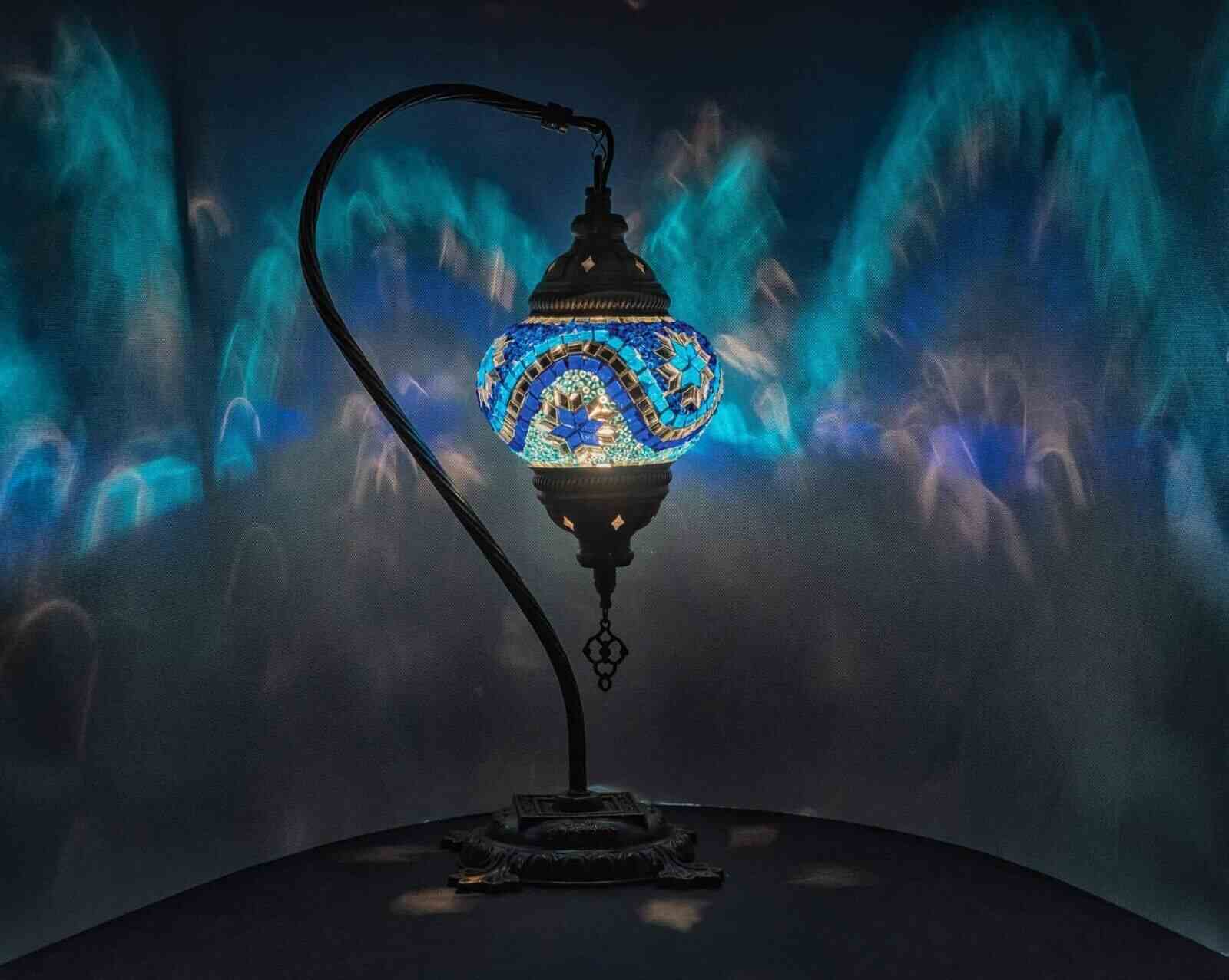 maramou-001-015-001 Mosaiklampe Bogen L Glas handgefertigtes blau - Orientalisch Türkisch Laterne