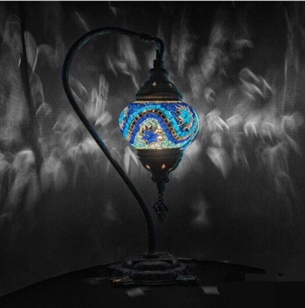 maramou-001-015-002 Mosaiklampe Bogen L Glas handgefertigtes blau - Orientalisch Türkisch Laterne