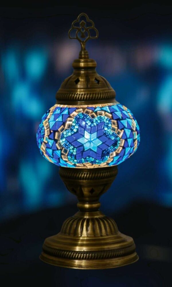 maramou-001-019-002 Mosaiklampe Große L 12 auf 10 Blau Handgefertigt Orientalisch Mosaik Glass
