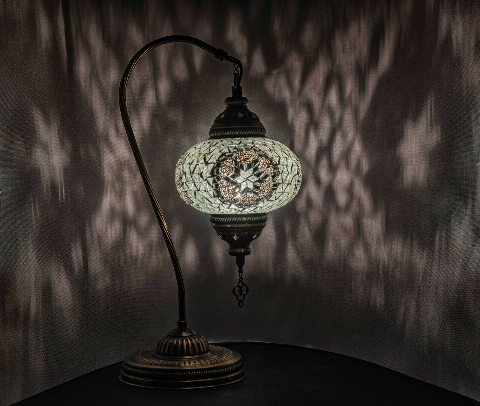 Maramou Mosaiklampe Bogen L Glas handgefertigtes Silber - Orientalisch