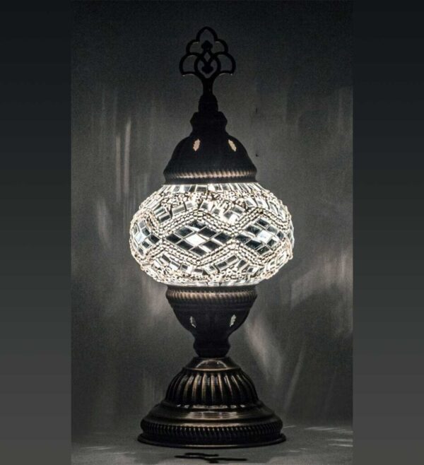 Mosaiklampe Große Kugel 9 cm S Silber Handgefertigt Orientalisch Glass