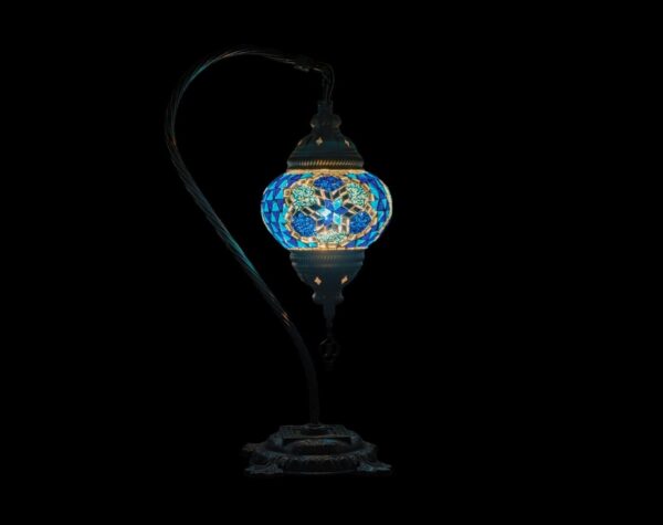 maramou-019-003 Mosaiklampe Bogen L Glas handgefertigtes blau - Orientalisch Türkisch Laterne